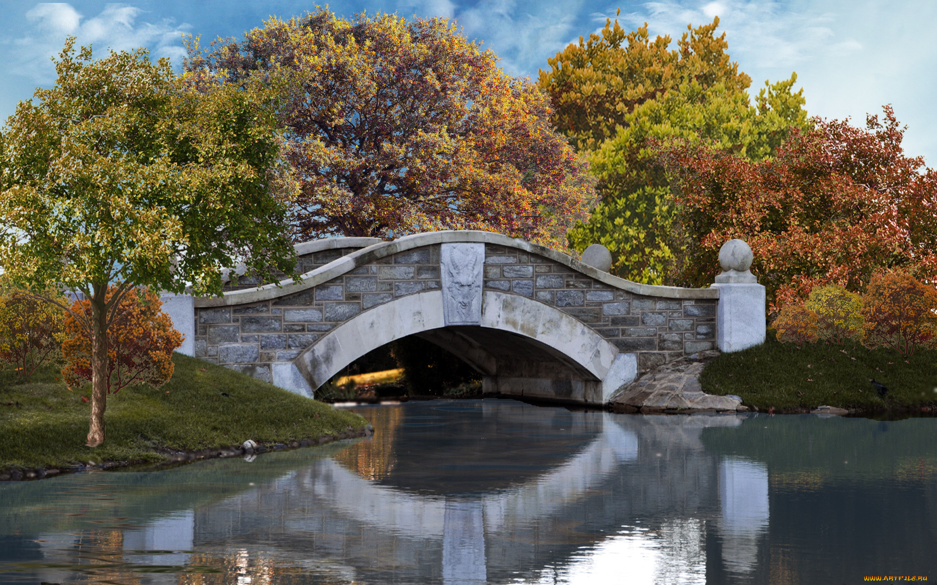 Каменный мост в небо. Парк Марьино усадьба каменный мост. Парк Екатерингоф, каменный мостик и остров. Каменный мостик в парке. Пейзаж с мостиком.